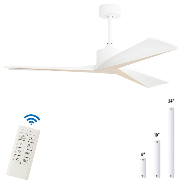 Sofucor KBS-52K068 52" Smart Wood Ceiling Fan No Light With Remote Works With WIFI/Bluetooth