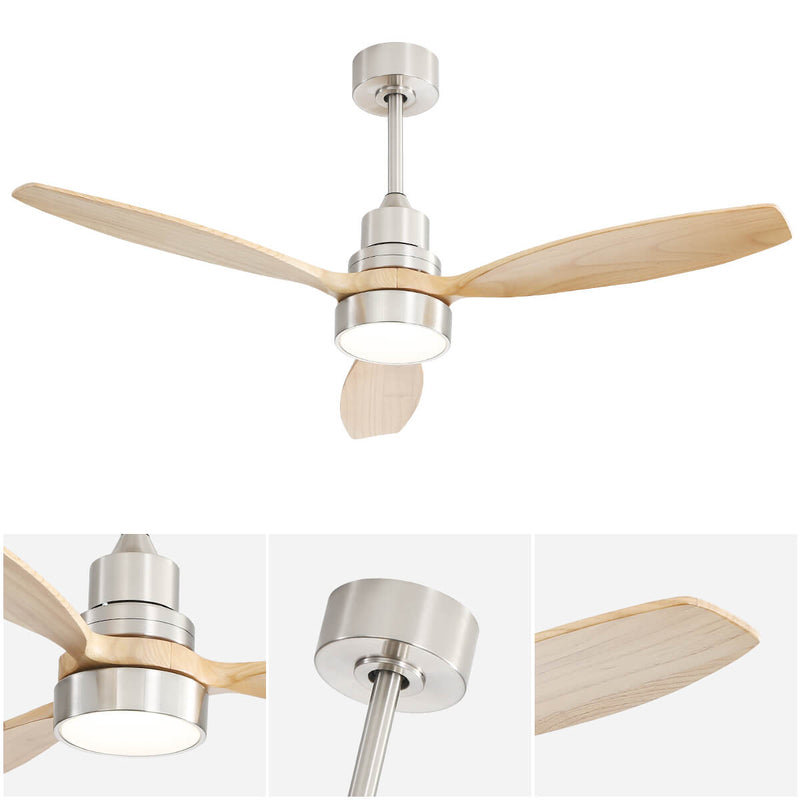 Sofucor KBS-52K076 52 Inch Ceiling Fan With Light Remote Wood Blades