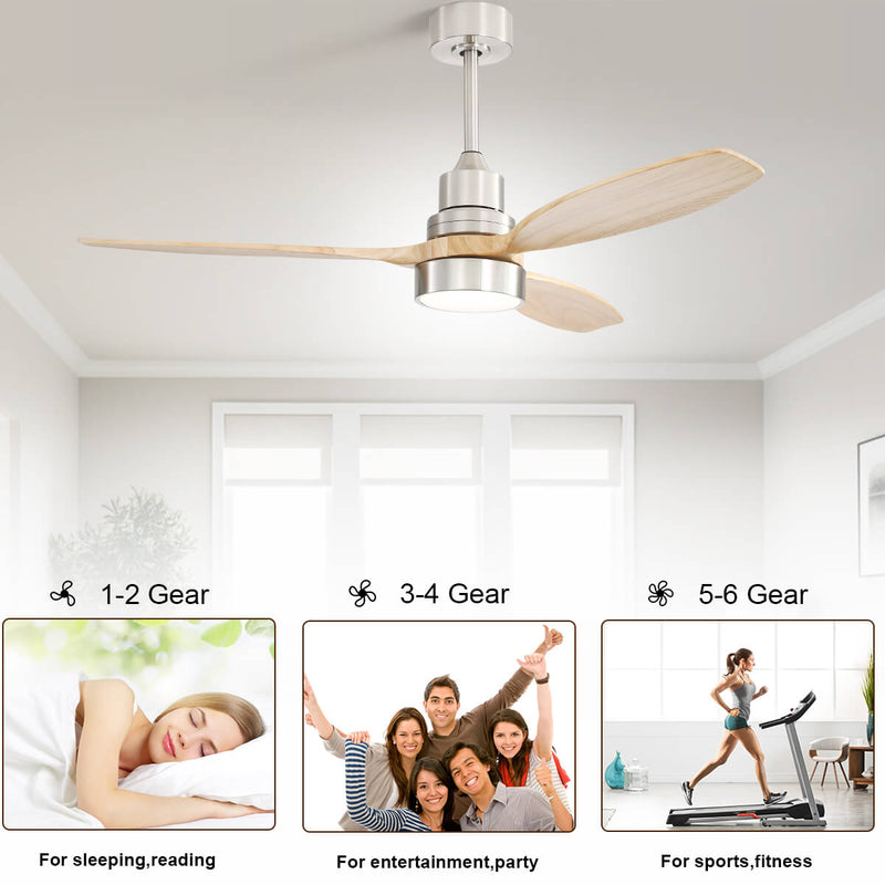 Sofucor KBS-52K076 52 Inch Ceiling Fan With Light Remote Wood Blades