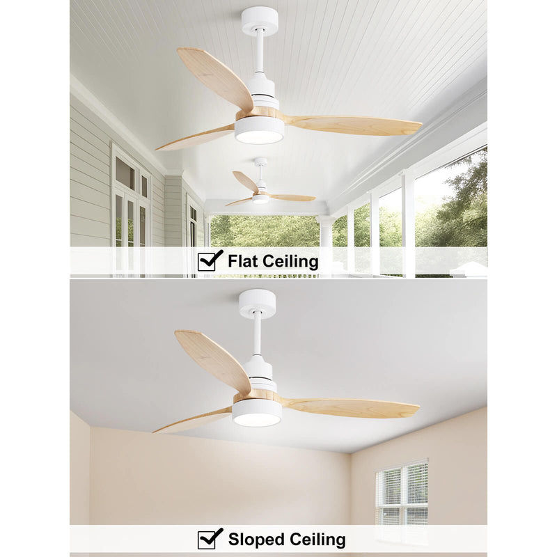 Sofucor KBS-52K076 52 Inch Ceiling Fan With Light Remote Wood Blades