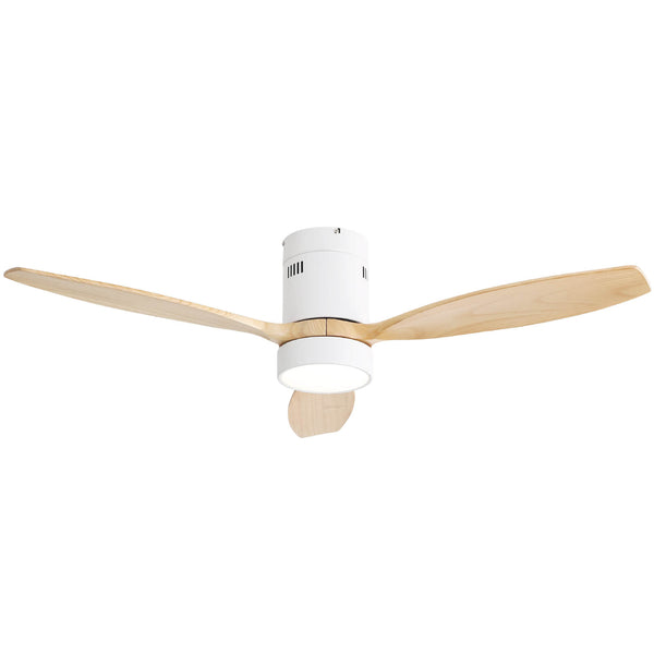 Sofucor KBS-52K077 52 Inch Flush Mount Celing Fan With Light Remote Wood Blades