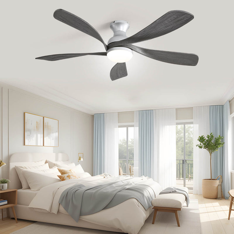 Sofucor 5 Blades 52'' Low Profile Flushmount Smart Ceiling Fan With Light Remote