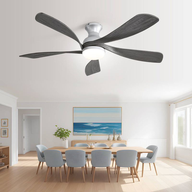 Sofucor 5 Blades 52'' Low Profile Flushmount Smart Ceiling Fan With Light Remote