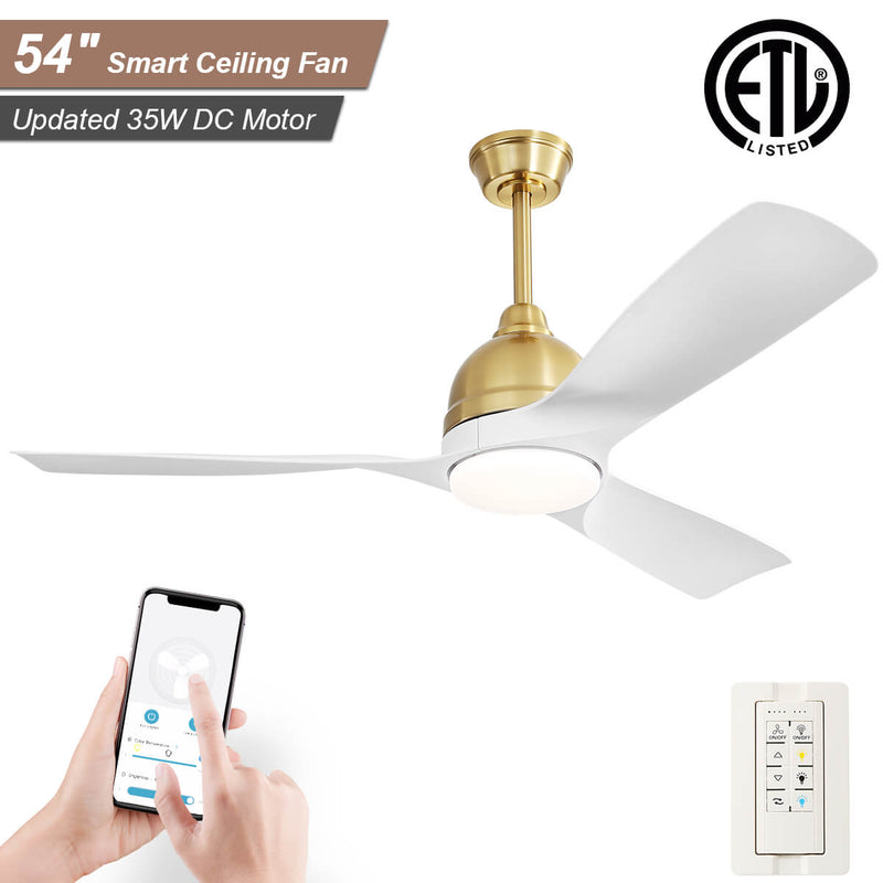 Sofucor KBS-54K002 54'' Smart Celing Fan With Remote Works With WIFI/Alexa/Google Home/Siri