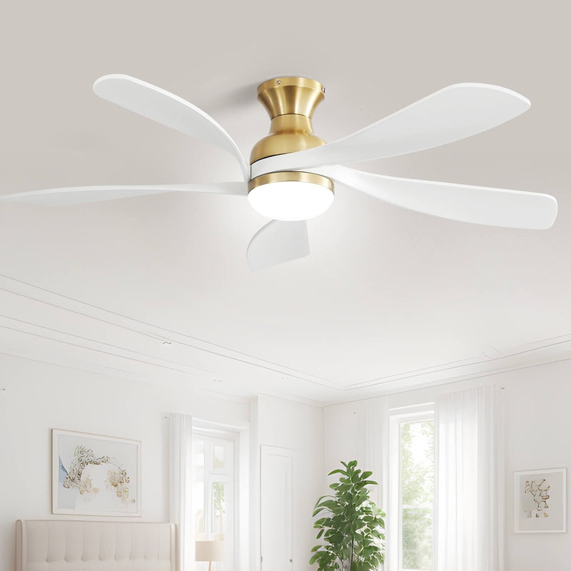 Sofucor 5 Blades 52'' Low Profile Flushmount Smart Ceiling Fan With Light Remote