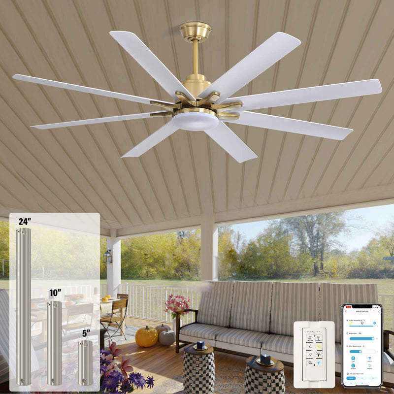 Sofucor 66 Inch Smart Ceiling Fan With Light Remote 8 ABS Blades Works With Phone