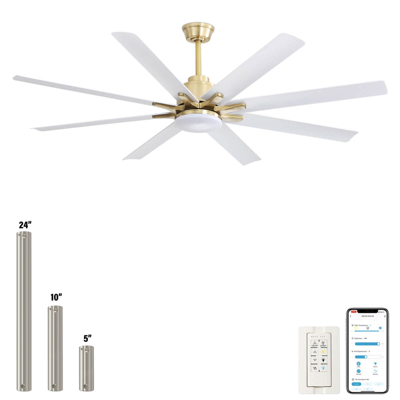 Sofucor 66 Inch Smart Ceiling Fan With Light Remote 8 ABS Blades Works With Phone