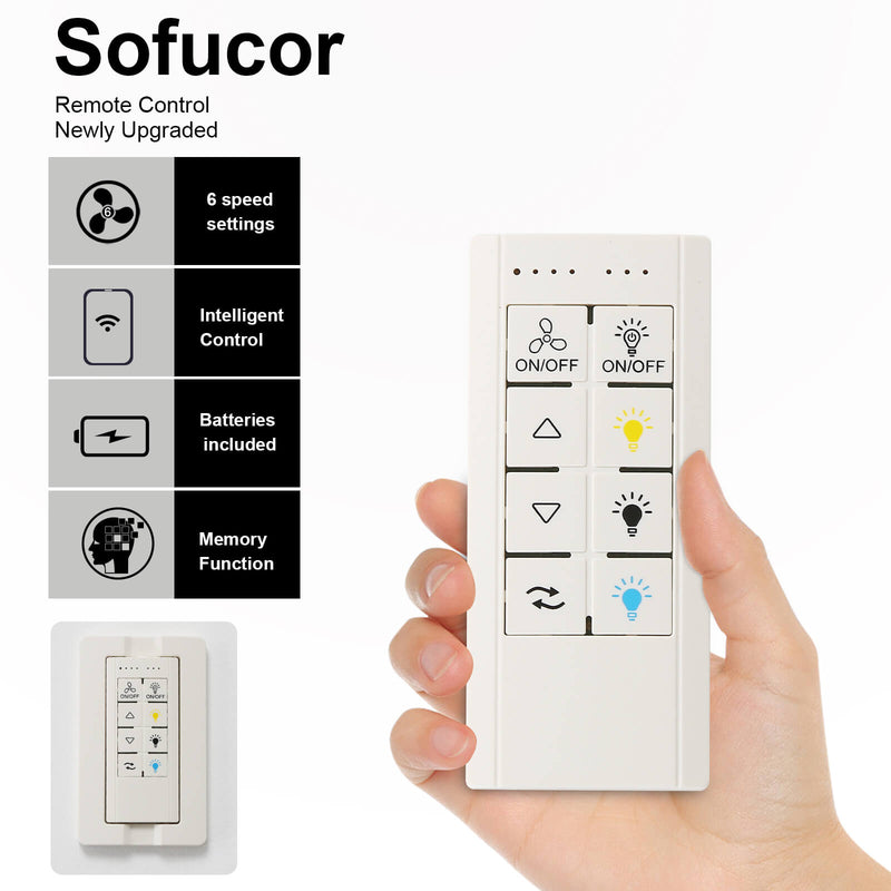 Sofucor 66 Inch Smart Ceiling Fan With Light Remote 8 ABS Blades Works With Phone