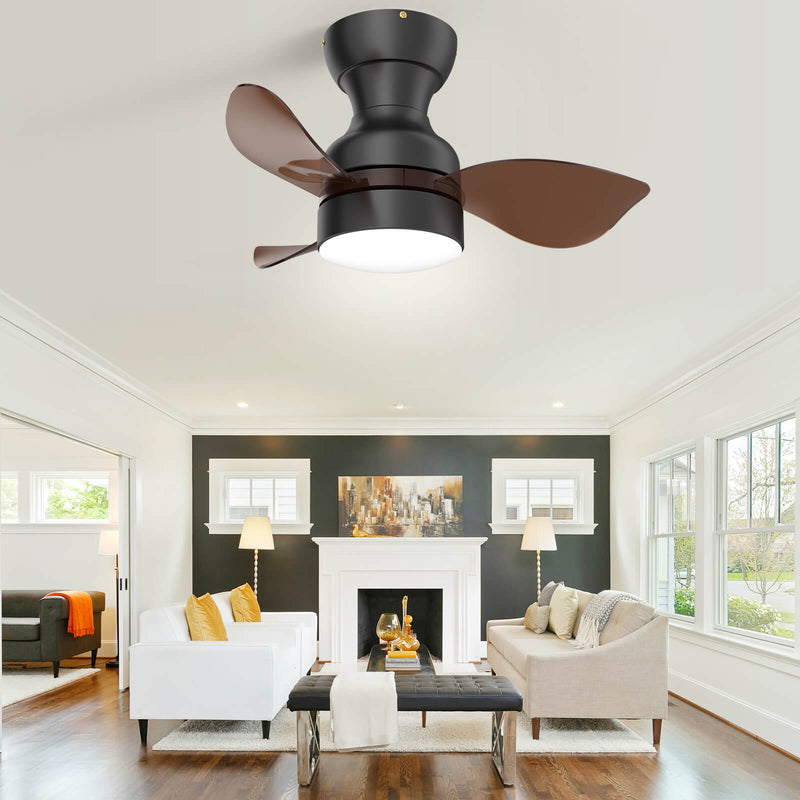 Sofucor 22 Inch Low Profile Flushmount Ceiling Fan With Light Remote