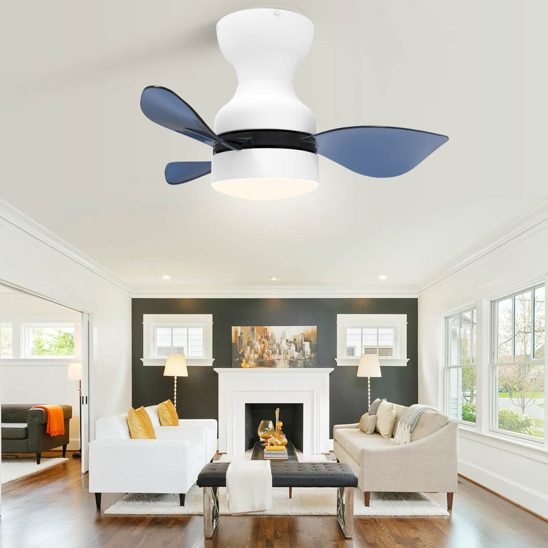 Sofucor 22 Inch Low Profile Flushmount Ceiling Fan With Light Remote