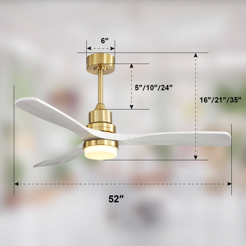 Sofucor KBS-5247-BG 3-Blades 52‘’ Ceiling Fan With Light Remote Control DC Motor