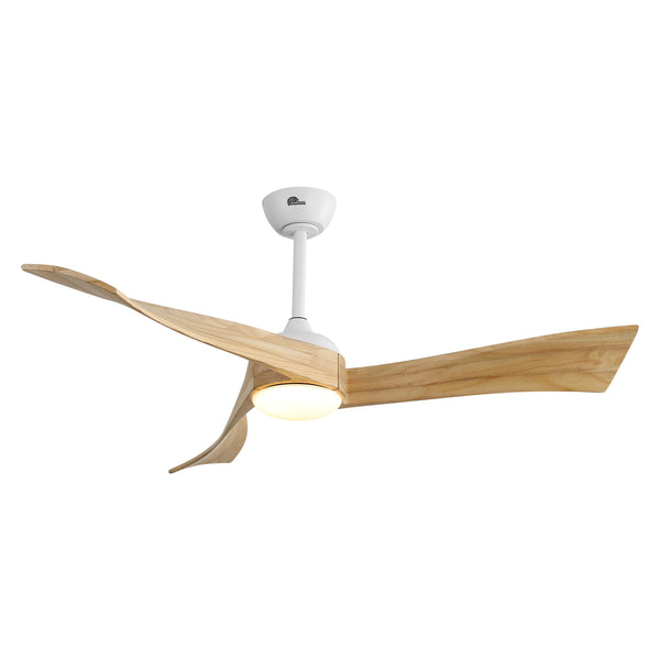 Sofucor 52'' Ceiling Fan With Light Remote Control Irregular Blades Maple