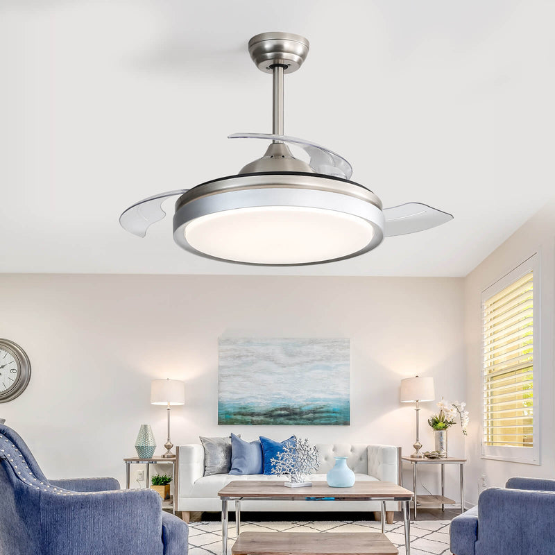 Sofucor 42'' Ceiling Fan With Retractable Blades LED Light