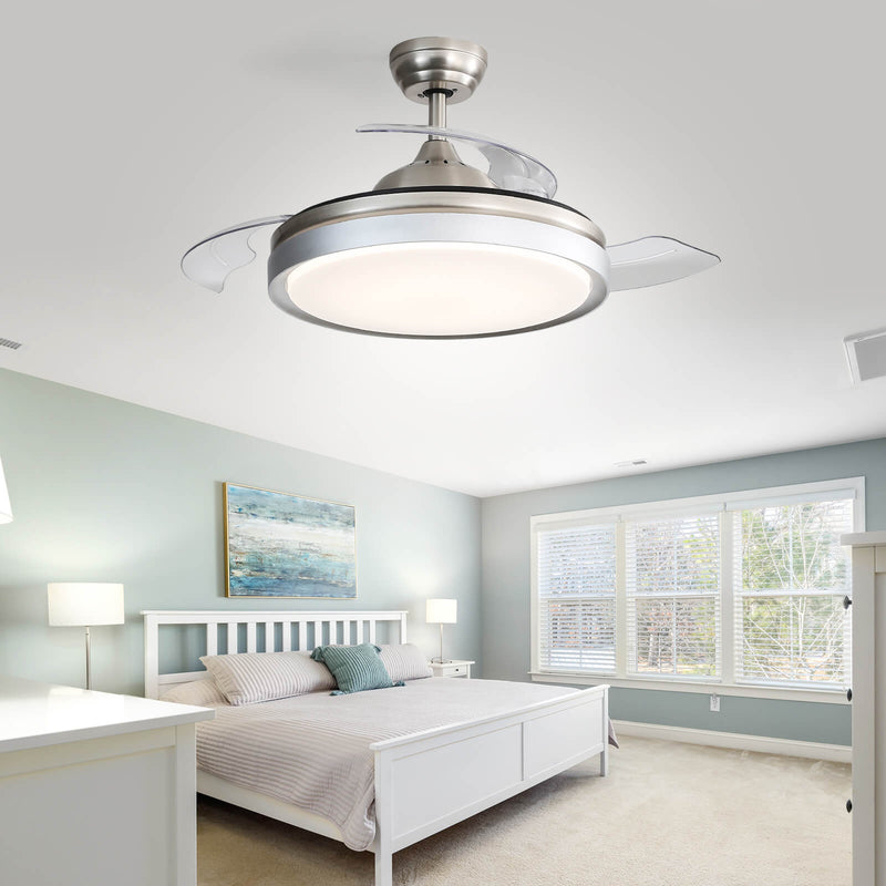 Sofucor 42'' Ceiling Fan With Retractable Blades LED Light