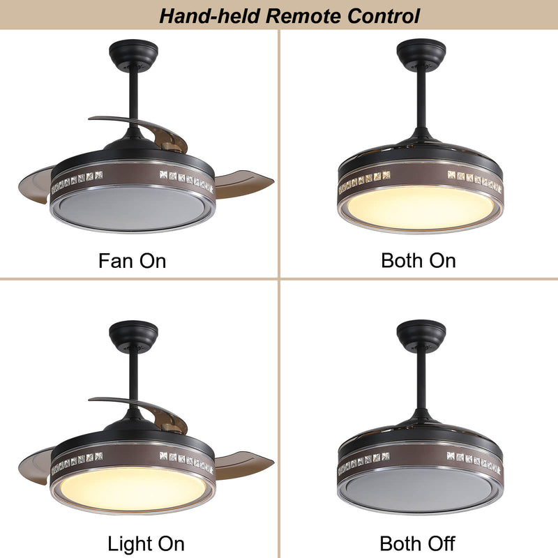 Sofucor 42'' Ceiling Fan With Retractable Blades LED Light