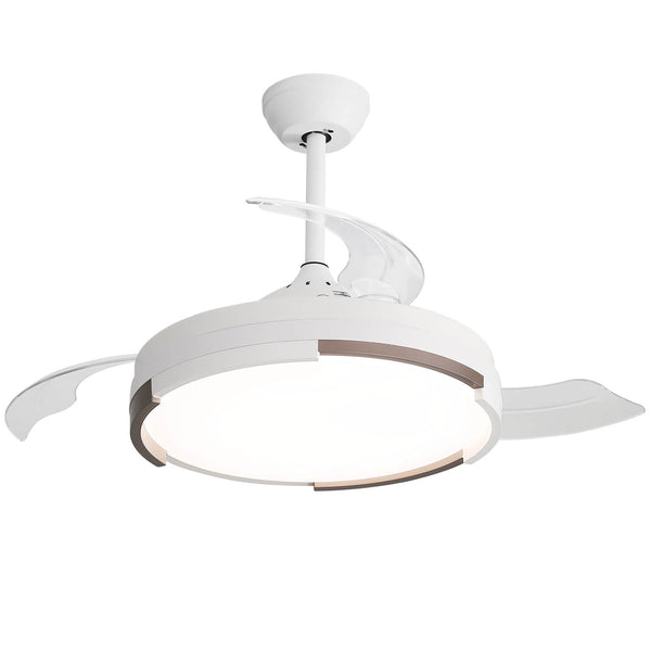 Sofucor 42 Inch Retractable-Blades Ceiling Fan With LED Light Remote Control